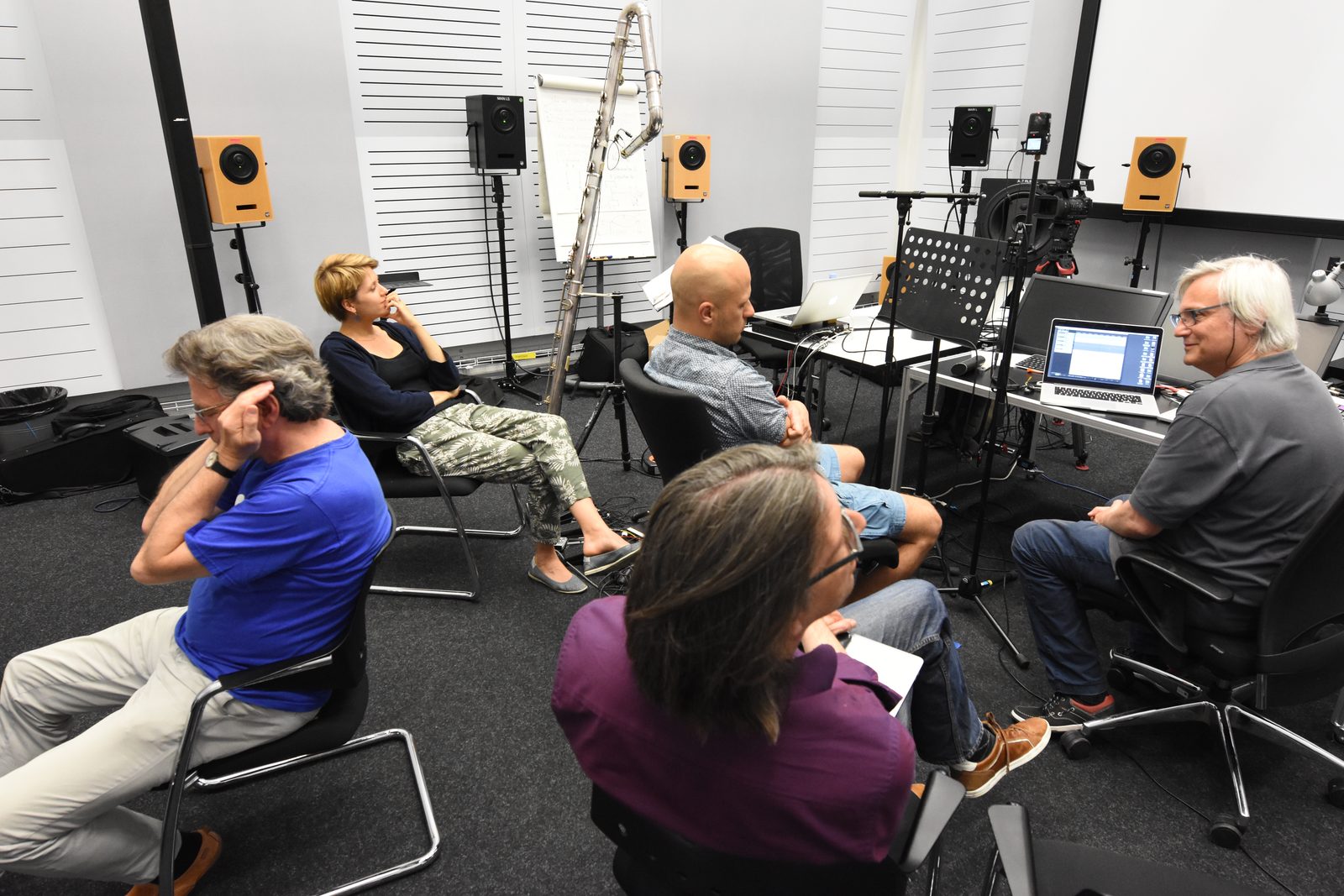 Participants during the shared listening session in the ICST studio.